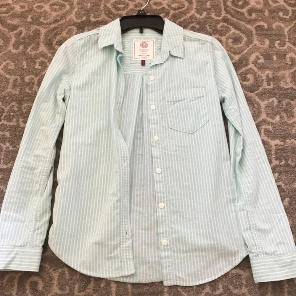 Green, stripped shirt